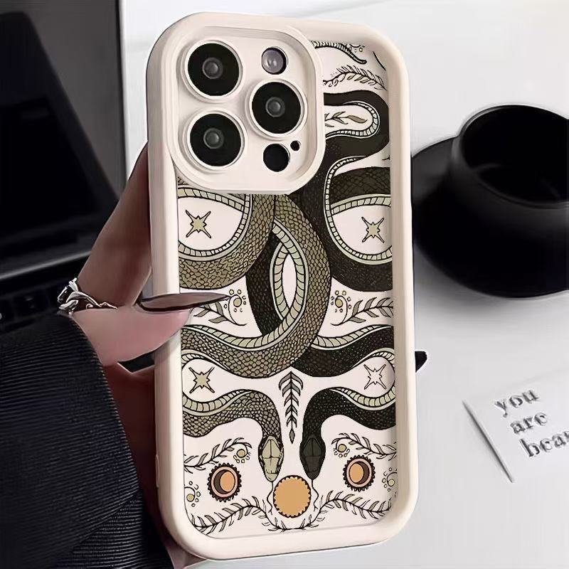 Double snake playing beads are suitable for iphone15pro mobile phone case Apple 16 anti-drop 14 personality 13promax new 12x