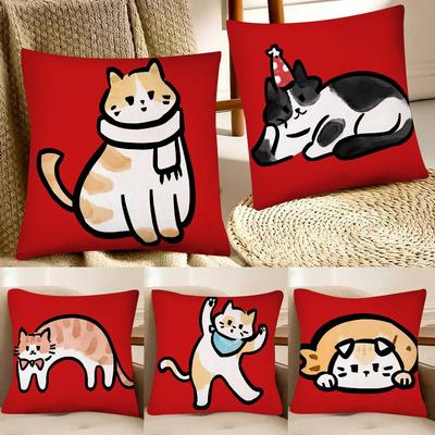 Cute Collection New Year Kitten Pillow Case Square Pillow Bedroom Sofa Leisure Comfort Cushion Car Home Decoration