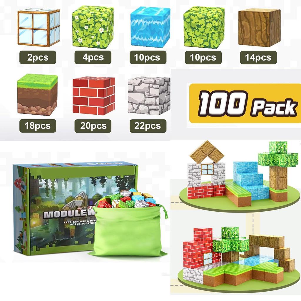 Magnetic World Forest Cube: Mini Magnetic Building Blocks Set