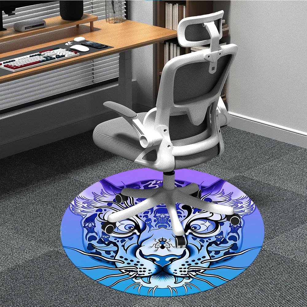 

1pc Tiger Skull Office Round Area Rug, Indoor Mat Suitable For Office, Under Office Chairs Bedroom Living Room Home Decor, Room Deco 116 80cm by 80cm