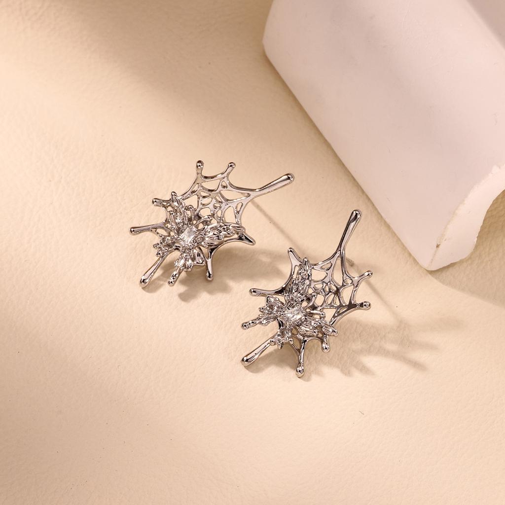 Stainless Steel Spider Web Butterfly Earring for Women Gold Color Anti Rust Earring Halloween Vacation Jewelry Accessories Gifts