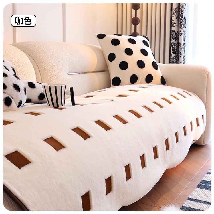 2025 New Plush Shaped Sofa Cushion Autumn And Winter New Straight Leather Sofa Cushion Thickened Non-slip Irregular Sofa Cover