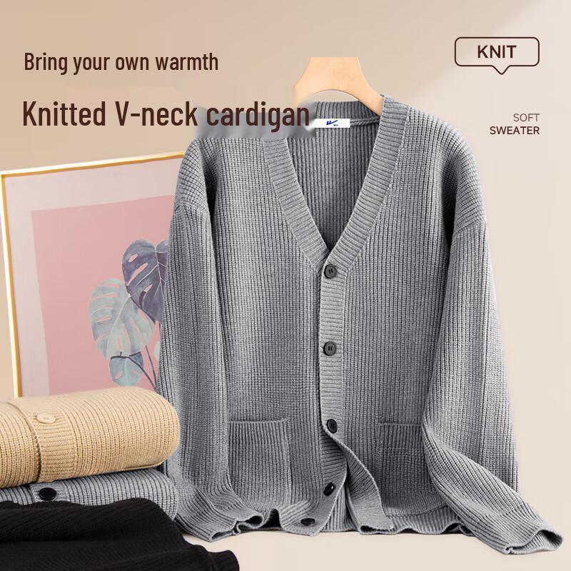 Warrior Men's Trendy V-Neck Knit Cardigan Sweater