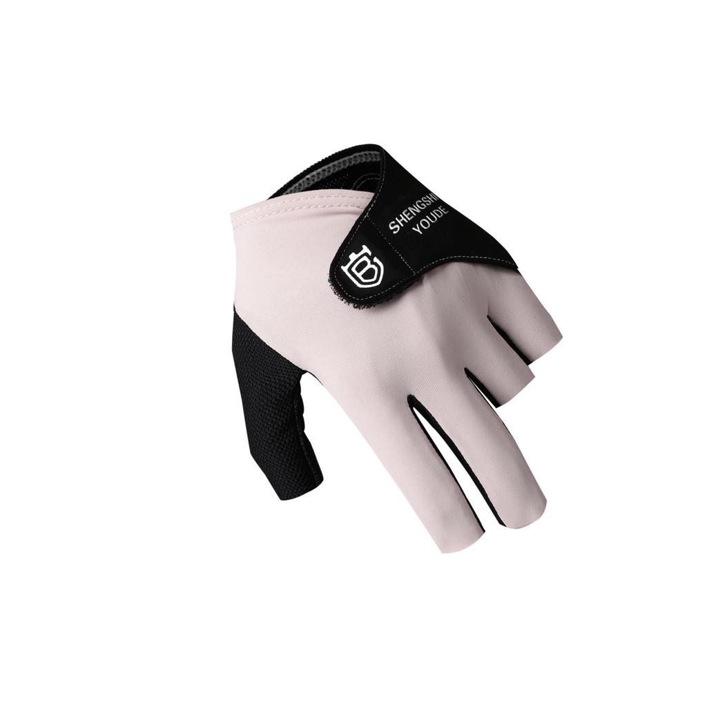 Billiard Fitness Half-Finger Gloves, Thin Breathable Anti-Slip Climbing Hiking Sunscreen Cycling Gloves