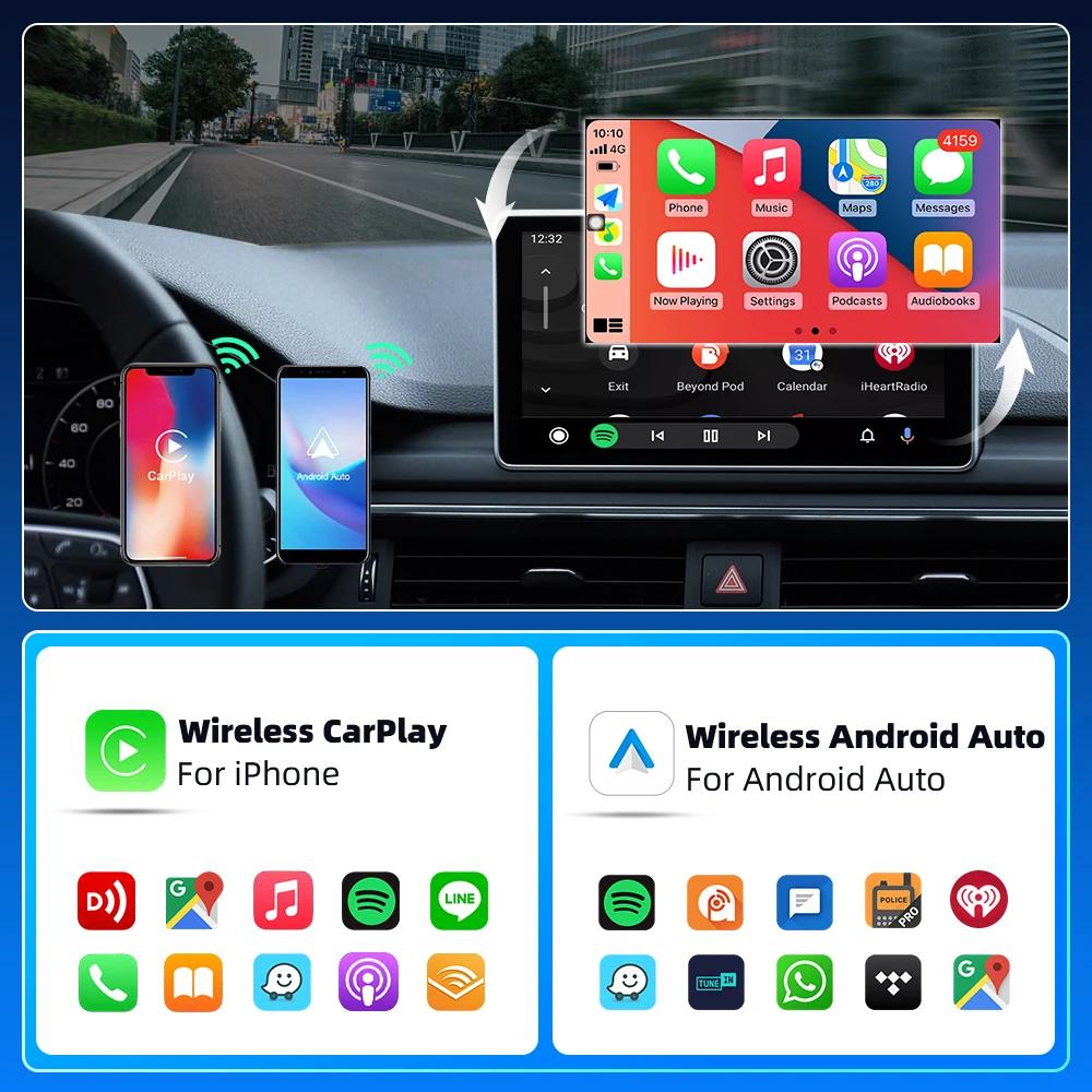 Kebidumei Wireless Android Auto Adapter Wired to Wireless Carplay 2in1 Smart AI Box Plug and Play  For Car With Wired CarPlay