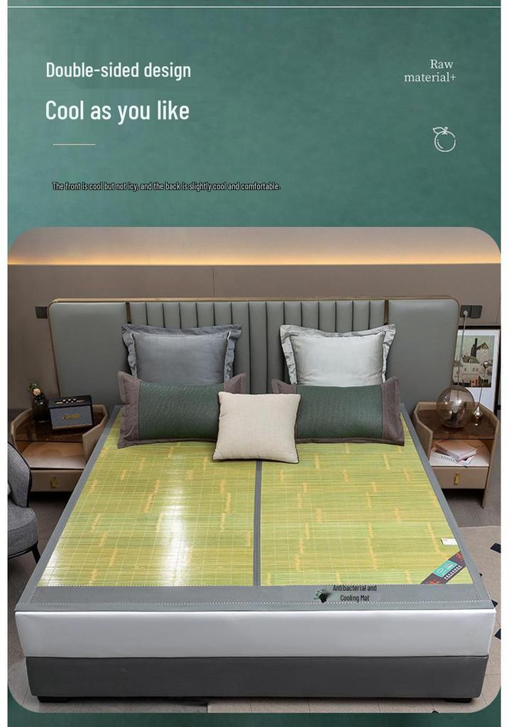 Bamboo Ice Silk Summer Cooling Mat: Foldable Double-Sided Mat for Dormitory or Home, 1.8m