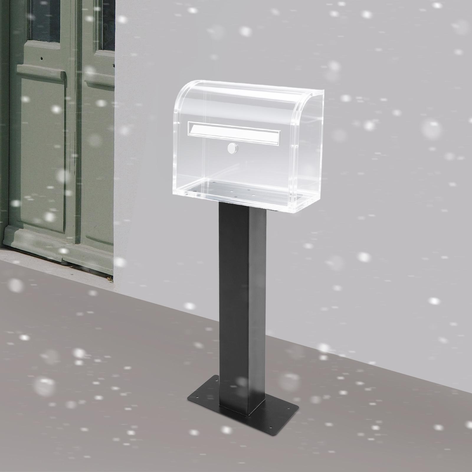 Black Carbon Steel Outside Mailbox Post,30.48*15.24*68.58cm Surface Mounting Post for Easy Install Mailbox Use nero