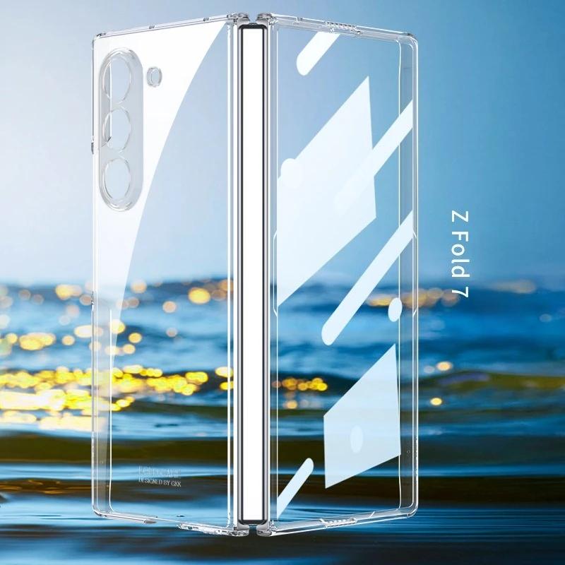 

Прозрачный чехол с пленкой-ракушкой и гальваническим покрытием для Samsung Z Fold 7 6 5G Fold7 Fold6, противоударный защитный чехол для шарнира Galaxy Z Fold7 чистый