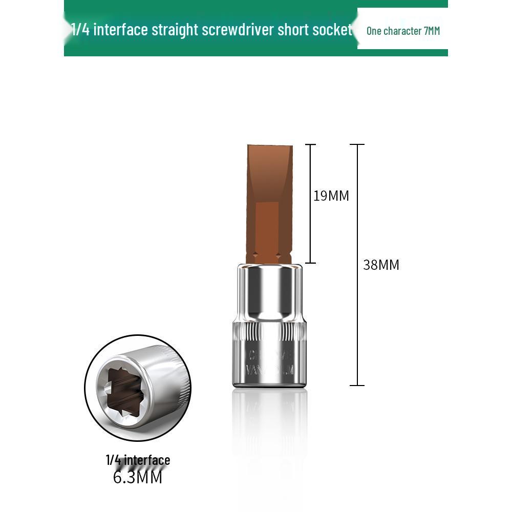 1/4" Small Fly Socket Bit Wrench with T8 Star, Inner Hex, Slotted, Rice Flower, Cross Screwdriver Heads