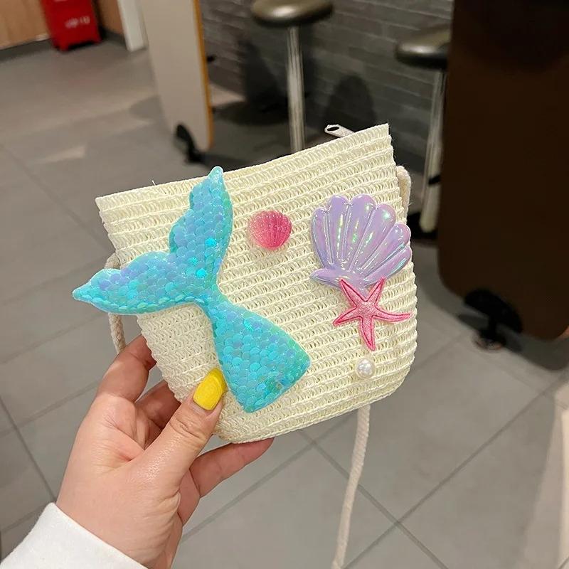 Cartoon Ocean Beauty Fish Tail Pattern Children Wallet Cute Large Capacity Crossbody Bag Clutch Bag Coin Pouch Women