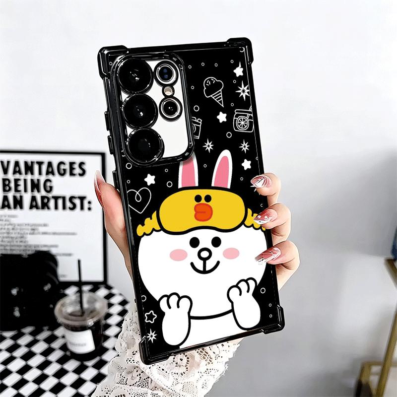 Cartoon Bear B-Browns C-Conys Plating Phone Case For Samsung Galaxy S24 S25 FE S26 Edge S23 Ultra S22 S21 Plus S20 Anti-Fall Air