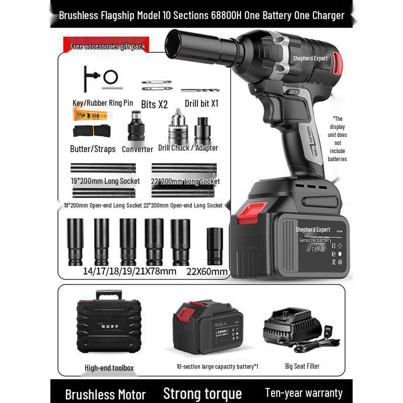 High Torque Brushless Electric Impact Wrench with Lithium Battery and Air Duster