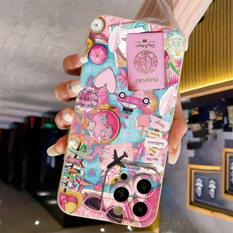 Travel Plane Printed Matte Phone Case For Samsung Galaxy S25 S24 S23 Ultra S22 Plus S21 FE A56 A55 A54 A53 A36 A35 A16 A26 Cover