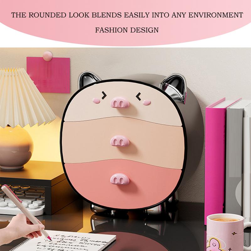 Cute Pig desktop stationery storage box Multi-layer drawer type cosmetics storage box students Home Organizer