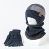 WTEMPO Solid Color Thick Fleece Hat & Scarf & Gloves Set Men Winter Woolen Cold-proof Windproof Knitted Hat Set