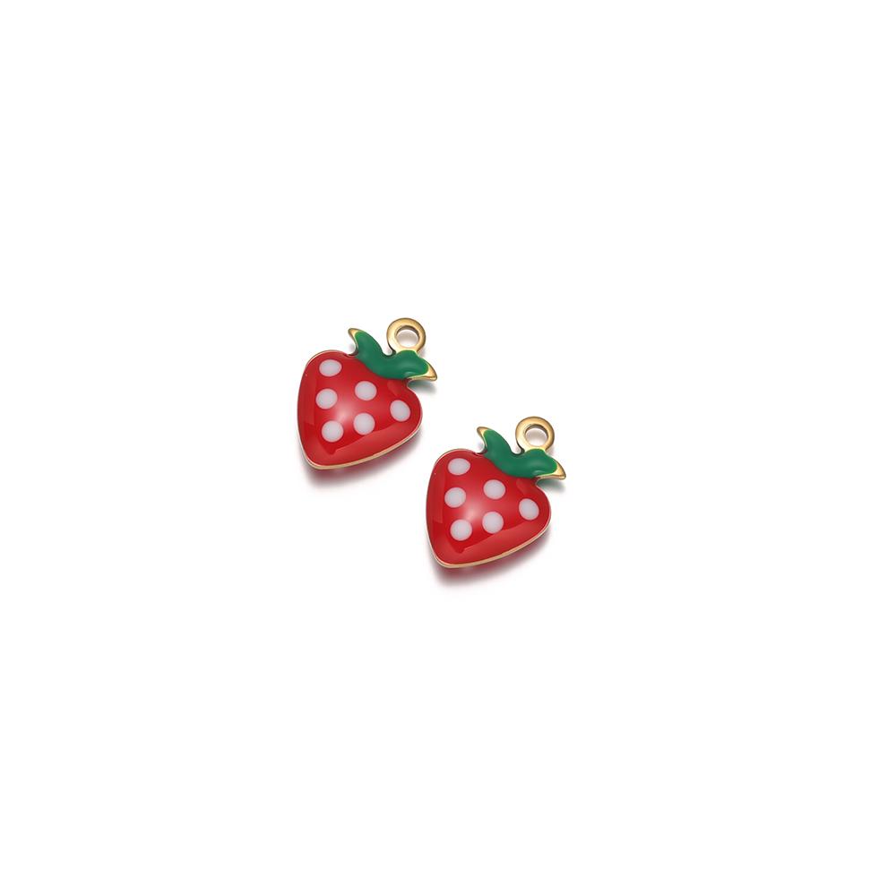 20Pcs Stainless Steel Small Enamel Heart Strawberry Charms for DIY Jewelry Necklace Kids Girls Bracelets Pendant Earrings Making