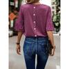 Summer Women's Solid Color Ruffled Short Sleeve Button T-Shirt, European American Style Casual Top for Crossborder