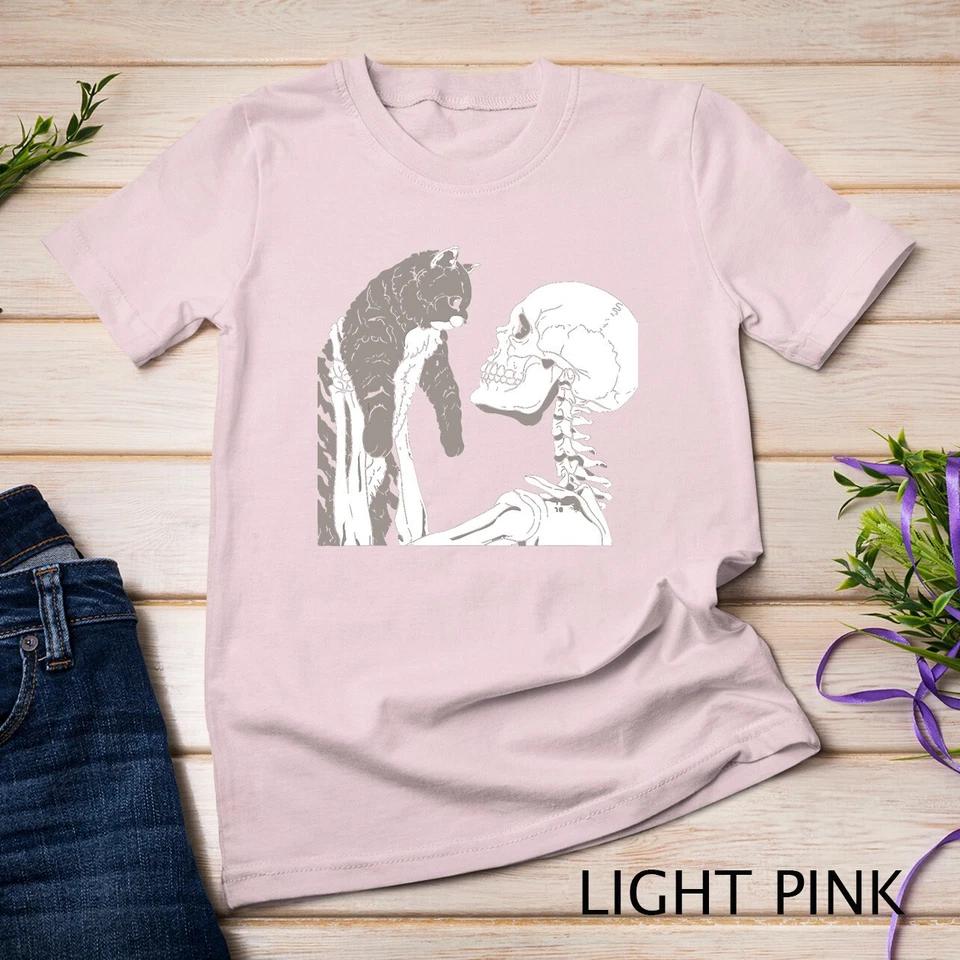 Skeleton Holding A Cat Shirt Lazy Halloween Costume Skull T-Shirt Unisex T-shirt 5 4XL