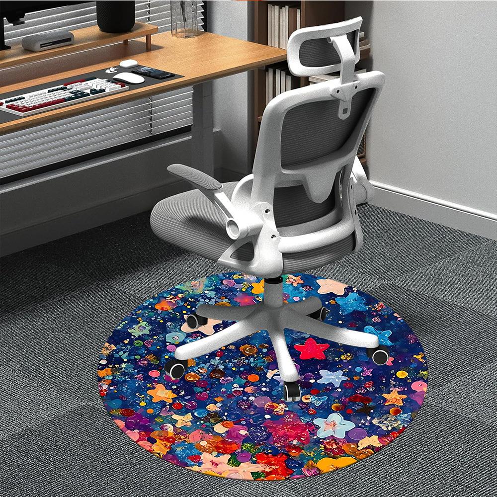 

1pc Star Confetti Office Round Area Rug, Indoor Mat Suitable For Office, Under Office Chairs Bedroom Living Room Home Decor, Room Deco 80cm