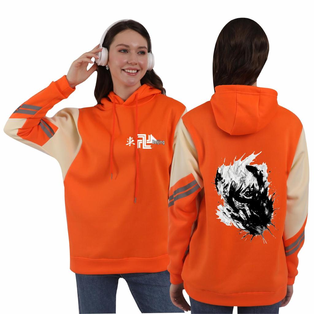 Anime Tokyo Ghoul Unisex Color Block Patchwork Fleece Hoodie (Autumn/Winter).