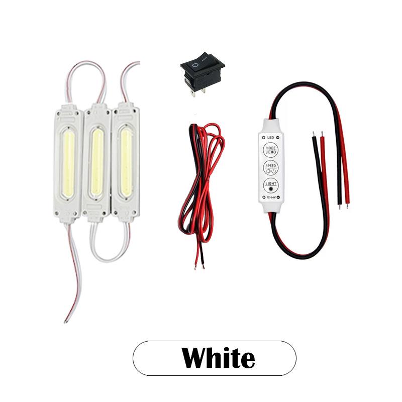 

Motorcycle LED Hazard Light Kit: COB Module Strip with Switch, 3 Modules, Turn Signal Lights, and Wiring. Full Kit