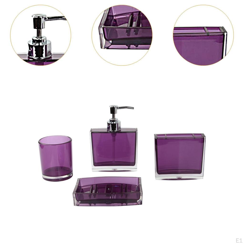 4 Pieces Cup Toothbrush Holder Set Soap Dispenser Organizer Toiletries Storage Bathroom Accessories