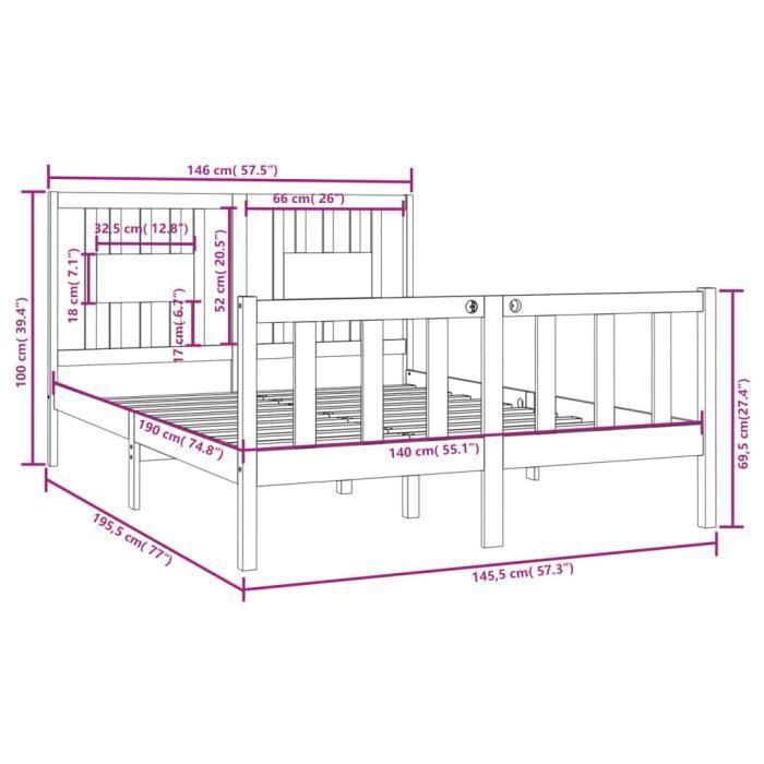 VidaXL Bed Frames White Solid Wood 140x190 Cm 3104109