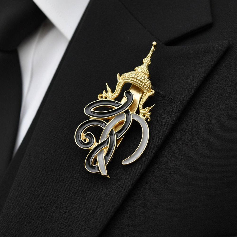 Black Gold Color Retro Brooch Pins Entwined Design Metal Material Double Dragon Brooch Commemorative Style Dripping Oil Finish