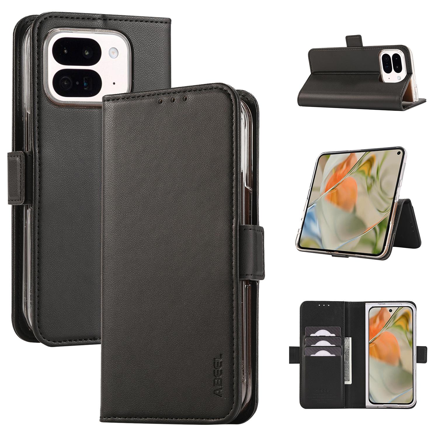 

ABEEL Style A02 For Google Pixel 9 Pro Fold 5G Stand Case PC+PU Leather RFID Blocking Wallet Phone Cover B