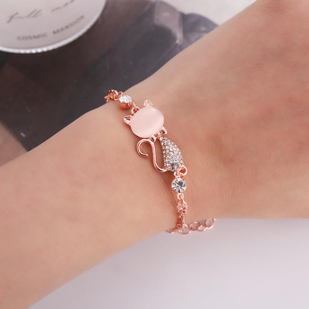 b36 Lovely Cat Pendant Princess Style Women Minimalist Ladies Bangle Bracelet Chain Jewelry Female Girl Party Exquisite Gift
