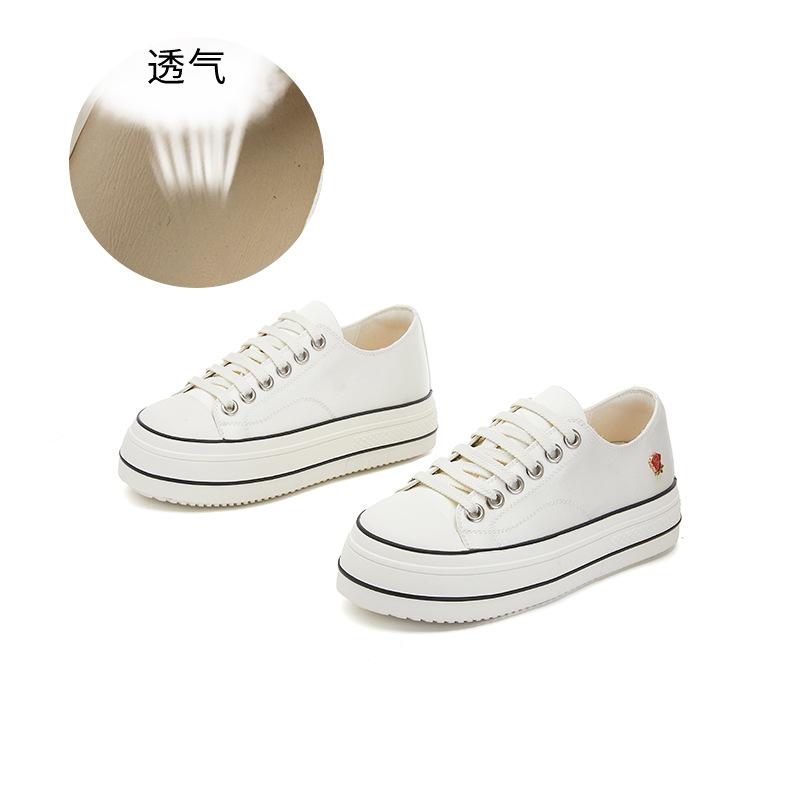 Wula Gras Schweinsleder Pad kleine weiße Schuhe Damen 2025 Frühling neu dicksohlige erhöhende Board Schuhe lässige Einzelschuhe Sport Damenschuhe