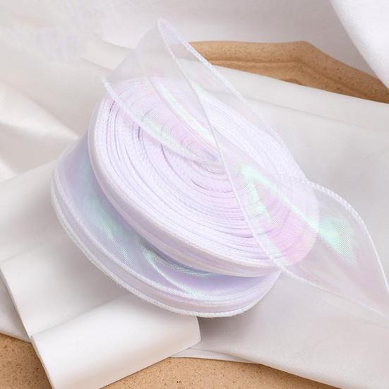 Sheer Tulle Ribbon 3.8 Yards Craft Decorative Ribbon Iridescent Tulle Ribbon Roll for Flowers Wedding Invitations Gift Wrapping