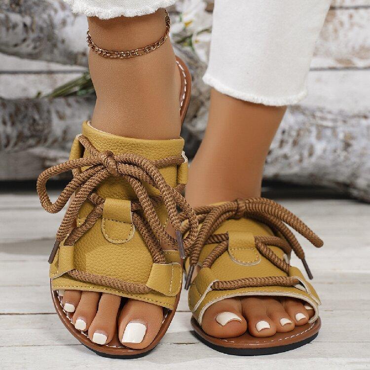 Temu large size soft bottom cross strap wind word with cool slippers summer new beach women's slippers