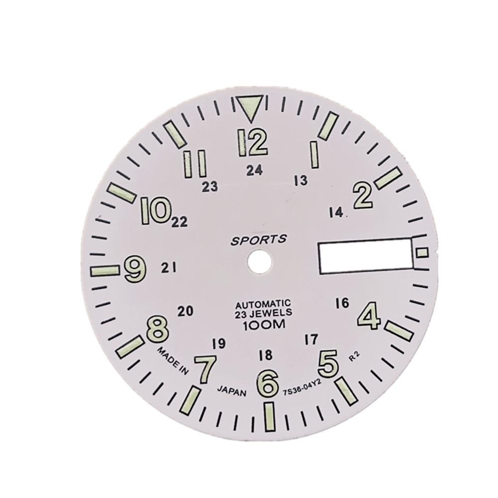 28.5mm C3 Green Luminous Watch Dial Face for NH36A Automatic Mechanical Movement Black/ White Display Watch Replacement Part