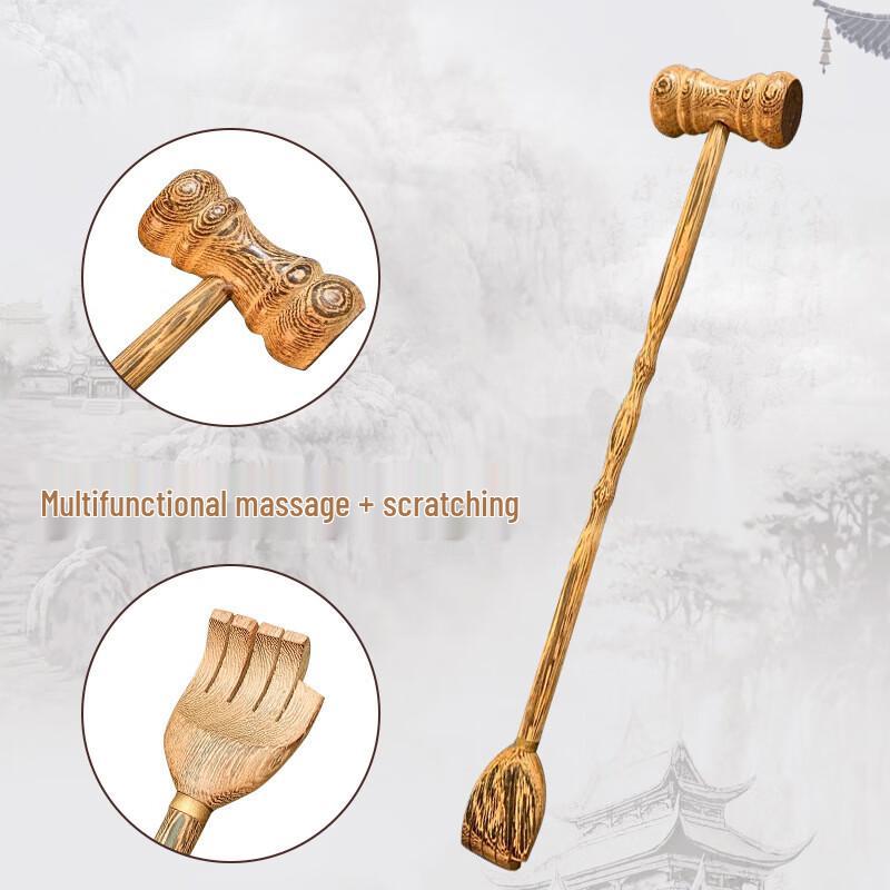 

Wenge Wood Dual-Use Back Scratcher & Massage Hammer, 45cm