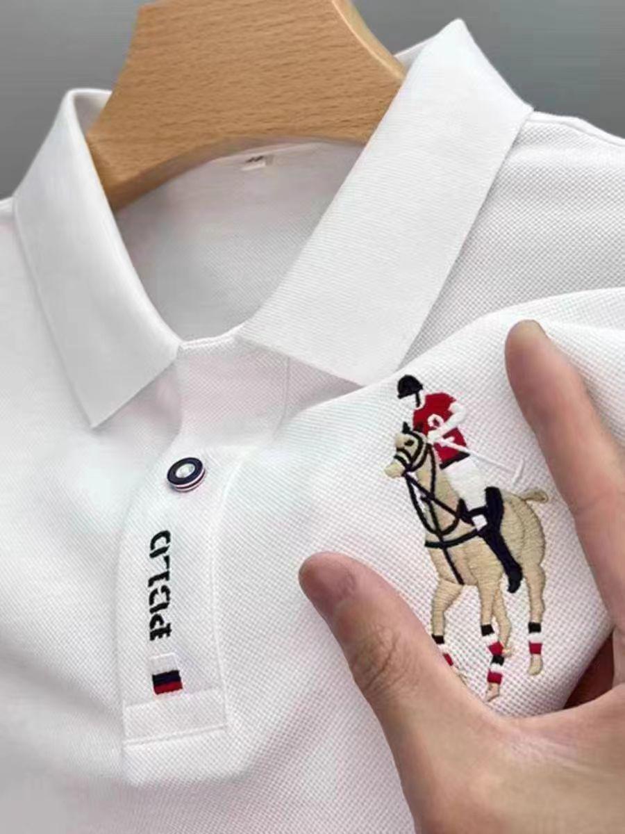 

Мужское летнее поло с коротким рукавом: Легкий, свободный крой, повседневный деловой стиль 3XL белый