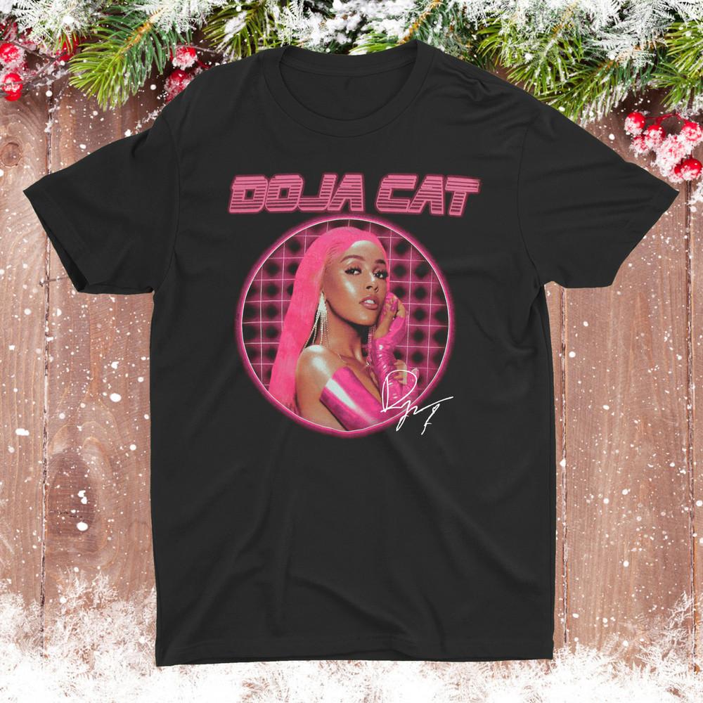 Doja Cat Pink Signature Tee Shirt Short Sleeve Black For Fans S4XL TUR445 Unisex T-Shirt XXL