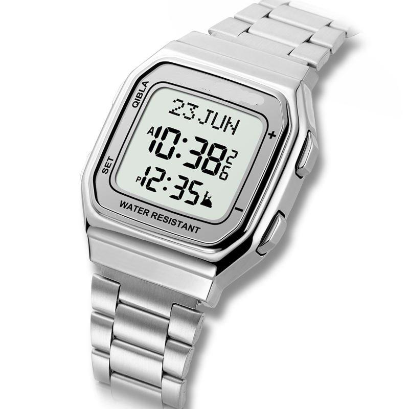 Watch Qibla Timepiece Compass Direction Prayer Time Athan Watch Digital Islamic Men Watch