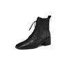 Fashion NEW Autumn/Winter Women Boots Genuine Leather Shoes for Women Square Toe Chunky Heel Shoes Lace-up Modern Boots Plus Size Shoes