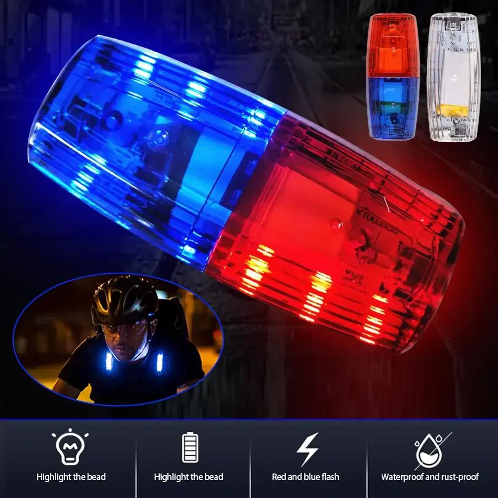 Polizeilicht LED Rot Blau Schulterlampe Warnung Notfallwarnung Sicherheitsleuchten USB Wiederaufladbar mit Clip Weißes Licht Taschenlampe