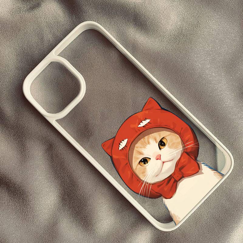 Cute Cartoon Black Cat Couple Phone Case For iPhone 14 Pro MAX 15 13 11 12 XS SE20 XR 7 8Plus Shockproof Clear Hard Cover Shell