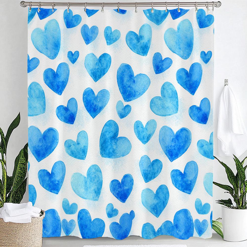 

1pc Romantic Pink Love Print Waterproof Shower Partition Privacy Hanging Curtain with 12 Hooks Multiple Size Machine Washable 90x180cm-35x70in