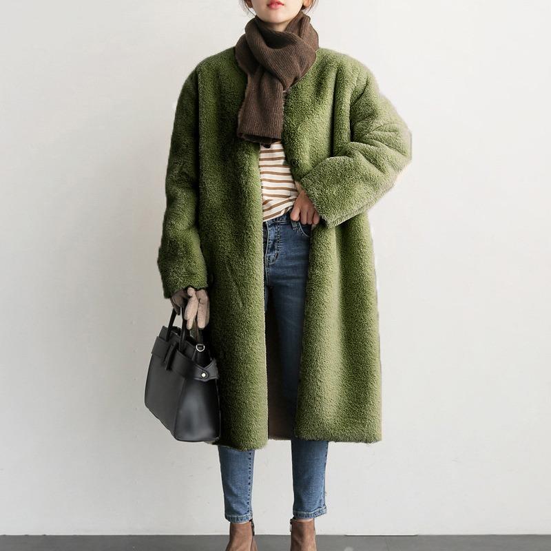 Winter new imitation leather coat women's medium and long imitation Rex rabbit hair jacket, thin imitation mink large size wool sweater