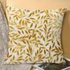 Gold Leaf Flower Cushion Cover Natural Linen Organic Fabric Double-Sided Printing Sofa Home Decor Gift Pillow Cover