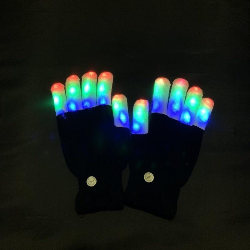 1Pair LED Flashing Magic Gloves Colorful Finger Glowing Glove For Kids Adult LED Colorful Gloves Bar Party Colorful Gloves