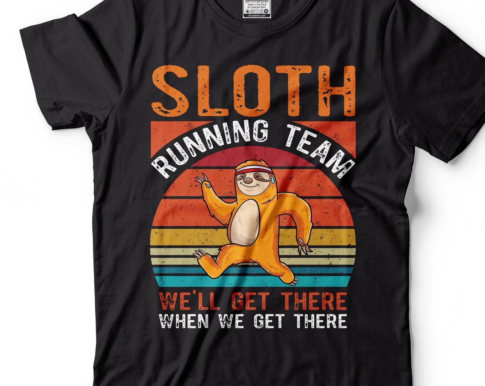 Funny Sloth Running Team T-Shirt: GYM Sport Parody Tee S