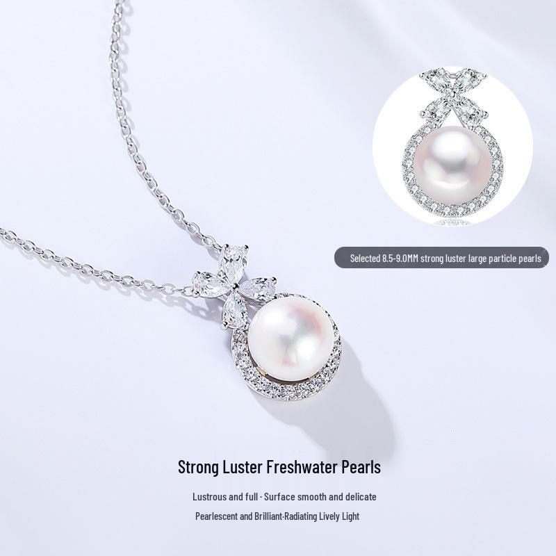 Xiaohongshu S925 Sterling Silver Pearl Necklace - Sweet Clavicle Chain for Women