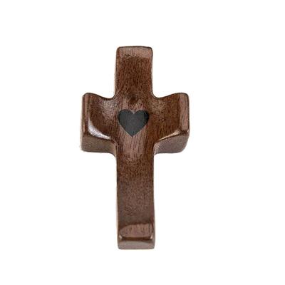 3pcs Black Walnut Wood Handheld Cross Hand Painted Comfort Holding My Heart Cross Palm Size Cross Crafts Ornament
