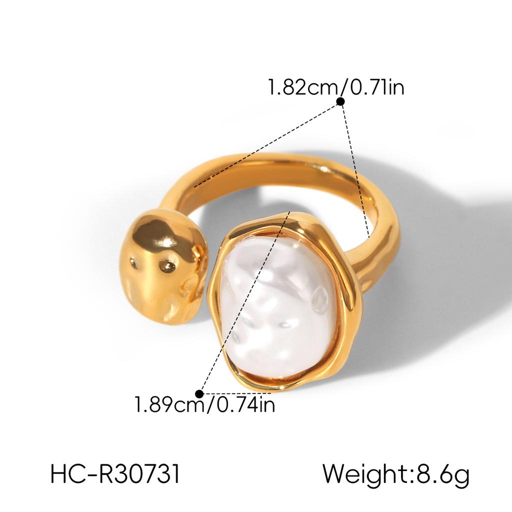 Unique Pearl Gold Ring Light Luxury High-end Open Ring Women's Non-fading Niche Hand Jewelry Wholesale