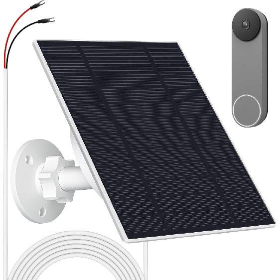 Solar Panel for Google Nest Doorbell,5W Solar Panel Charging with U Shape Port,IP66 Waterproof Solar Charger for Google Nest Doorbell with 9.8ft